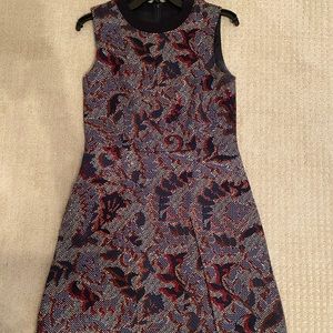 Tory Burch A-Line Dress - Size 6 Navy/burgundy